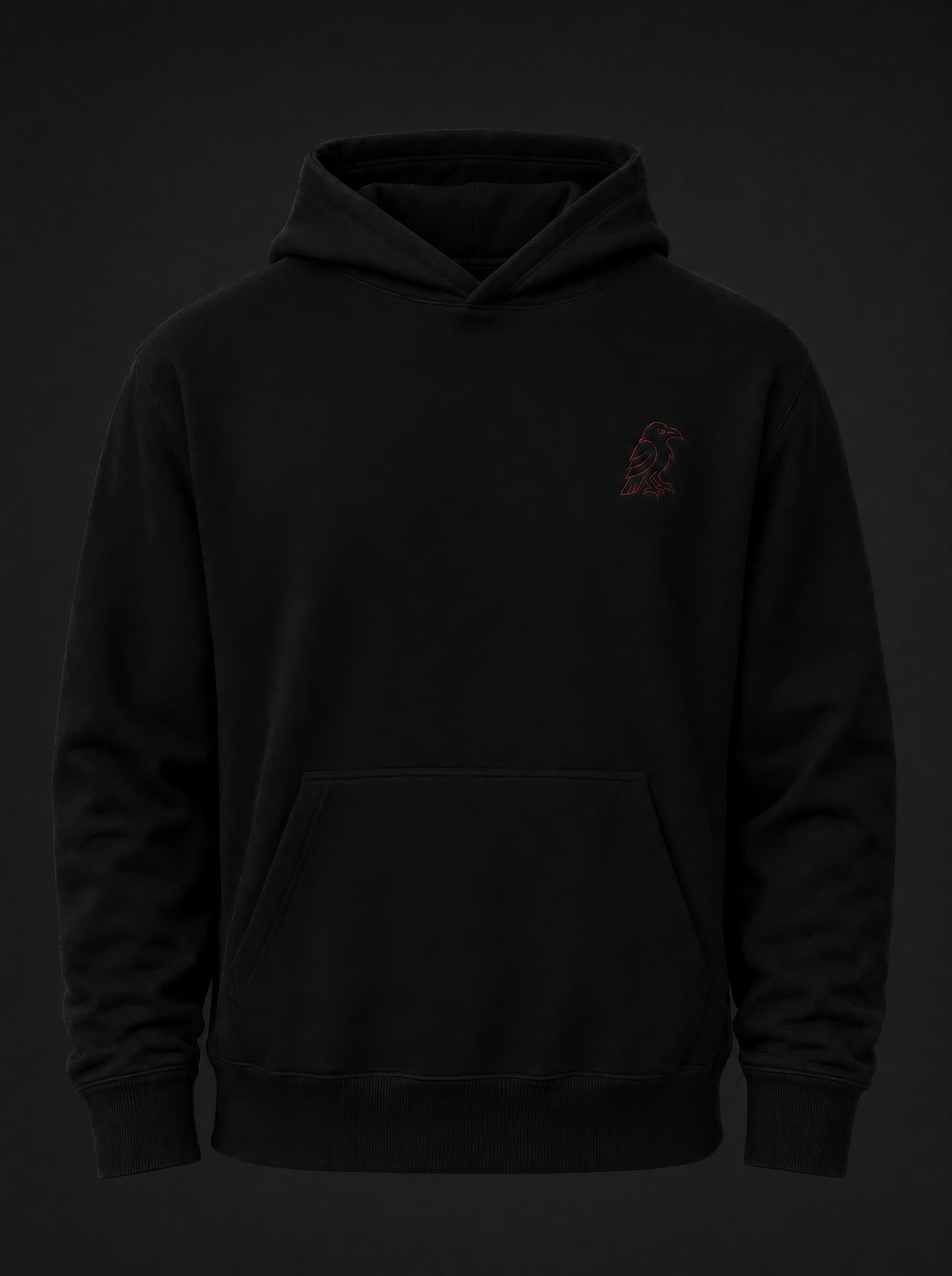 RAVO Embroidered Raven Hoodie — front view, full body